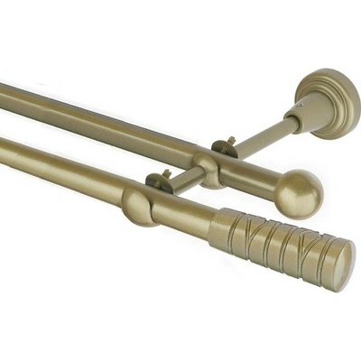 OK-GarnýžeCZ Garnýž kovová dvouřadá 16mm Torino zlatá antik 480 cm do stěny / na tunýlek - bez kroužků