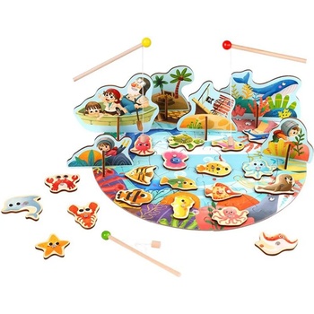 Image 1 of Tooky Toy - Дървен риболов, голям, с три въдички TY863A