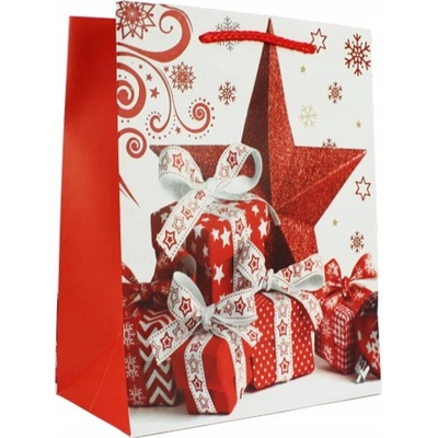 BAG8607 VIANOČNÁ TAŠKA BIELEJ A ČERVENEJ FARBY 44X31X12