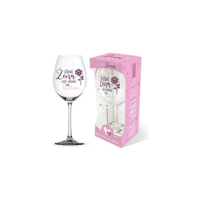 Nekupto Sklenice na víno Úžasná žena s duší krásnou jako květina 440 ml