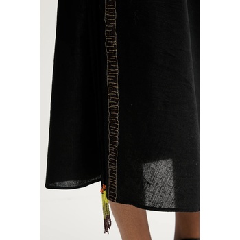 Never Fully Dressed Рокля с лен Never Fully Dressed в черно дълга с кройка по тялото NFDDR2038 (NFDDR2038)