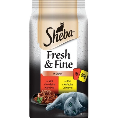 Sheba Fresh&Fine kura a hovädzie 6 x 50 g