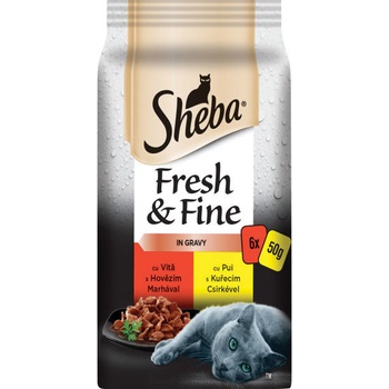 Sheba Fresh & Fine kura a hovädzie 6 x 50 g