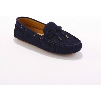 Blancheporte Kožené mokasíny s ozdobnými šňůrkami nám.modrá