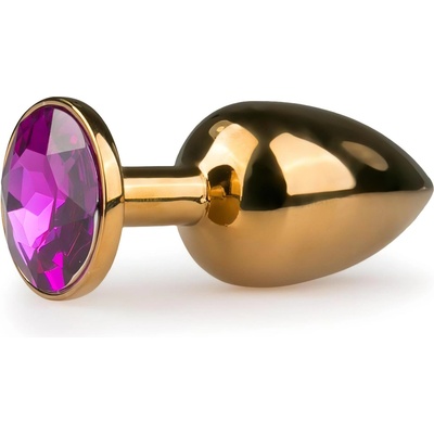 EasyToys Metal No. 1 - анален плъг конус с лилав камък (златист, 2, 5 cm)