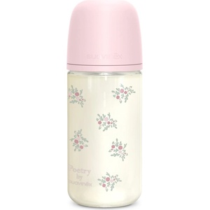 Suavinex Poetry SX Pro Physiological Glass M стъклено бебешко шише 3 m+ Medium Flow - Pink