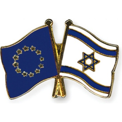 Odznak (pins) 22mm vlajka EU + Izrael - barevný