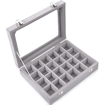 Verk 01777 organizér na šperky 24 priehradok sivá