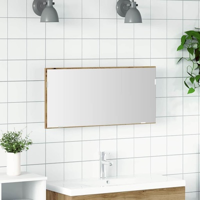 vidaXL Огледало дъб артизан 80 x 37 см Стъкло и инжектирано дърво (863307)