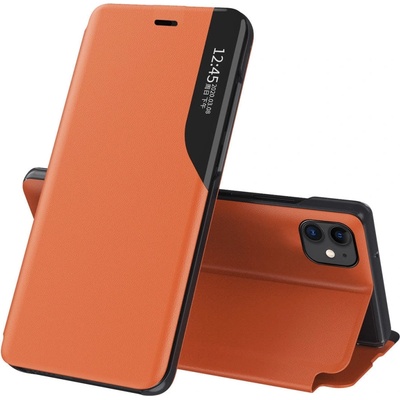 HQWear Елегантен кожен кейс-тефтерче Eco Leather View за Apple iPhone 13 Pro Max, Оранжев (9145576231081)