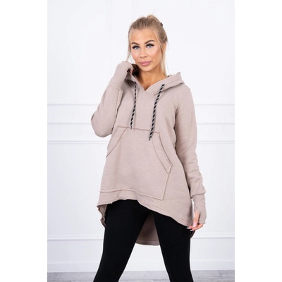 Fashionweek Zateplená mikina s dlhšími chrbtom a kapucňou K9316 béžový