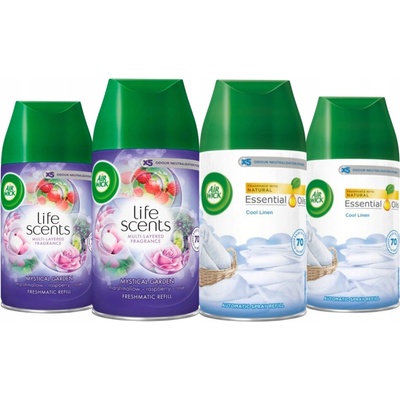 Sada Air Wick Freshmatic Sviežosť Ráno a Rajská vanilka náplň 4 x 250 ml