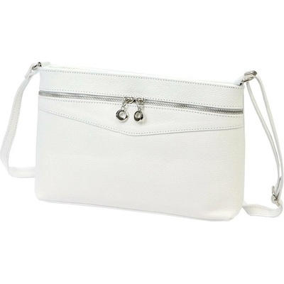 Středně velká kožená crossbody kabelka Luka no. 65 bílá