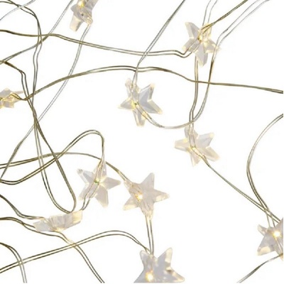 ACA Lighting LED dekoračná girlanda žlté hviezdičky teplá biela farba 200 cm IP20 2x batéria AA