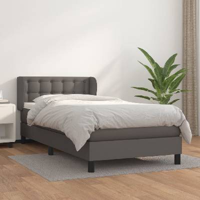 vidaXL 3127299 Boxspring postel s matrací umělá kůže šedá