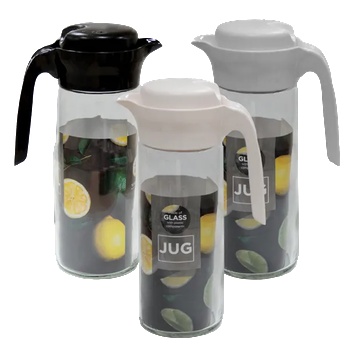 Mercanlar M-111813 / 111023-Стъклена кана DAISY 1350cc (ЧЕРЕН, БЯЛ и СИВ капак) (0154339)