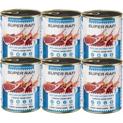 Super Rafi s jehněčím masem a krůtími srdíčky 6 x 800 g