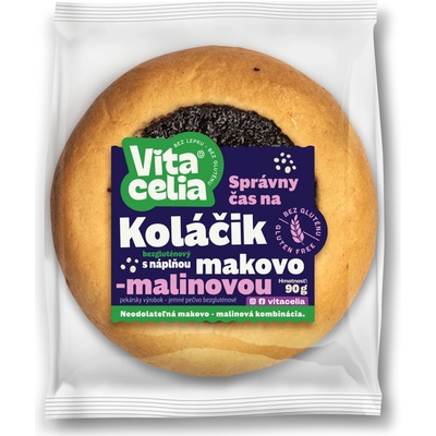 Vitacelia Koláč bezlepkový s náplňou makovo malinovou 90 g