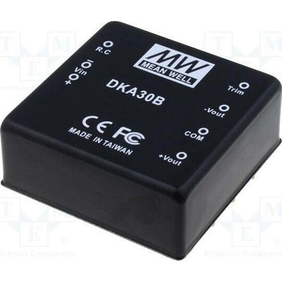 MEAN WELL DKA30A-12 Měnič: DC/DC; 30W; Uvst: 9÷18VDC; Uvýst: 12VDC; Uvýst2: -12VDC; THT