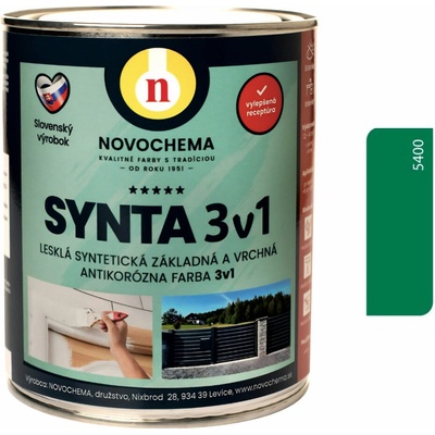 NOVOCHEMA SYNTA 3v1 syntetická základní a vrchní antikorozní barva 3v1 3,1 kg Tmavě zelená
