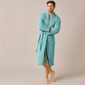 Blancheporte Colombine župan z buklé froté so šálovým golierom smaragdová zelená