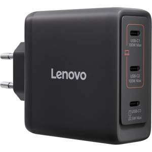 Lenovo Зарядно за лаптоп LENOVO Multi-port USB-C 100W GaN Charger Black -EU 40AW100BEU (40AW100BEU)