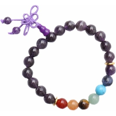 Nefertitis Ametyst Buddha mala náramek čakrový NF10926