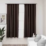 Pure Line Home Завеси с ленена текстура в цвят таупе с перделък, 2 бр. , 140 x 175 см