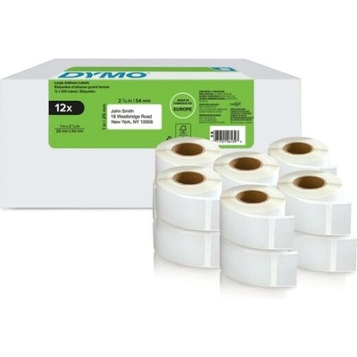 Dymo 2177563, 54mm x 25mm, biele papierové etikety