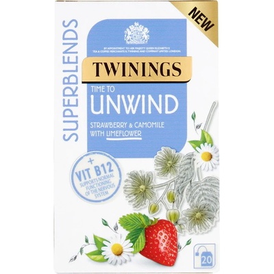 Twinings čaj SUPERBLENDS UNWIND s jahodou heřmánkem a lipovým květem 20 sáčků 36 g