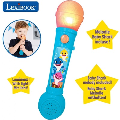Lexibook Svítící mikrofon Baby Shark s melodiemi a zvukovými efekty