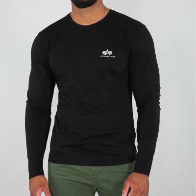 Alpha Industries Basic LS Small Logo pánske s dlhým rukávom čierne