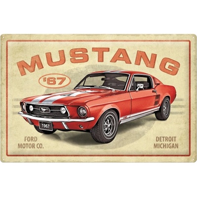 Plechová cedule Ford Mustang GT 1967 Red 60x40cm