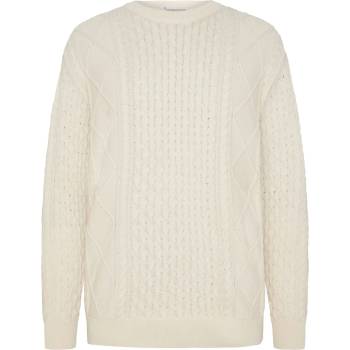 KnowledgeCotton Apparel Мъжки вълнен пуловер Knowledgecotton apparel Cotton Cable Crew Neck Wool jumper - Egret - размер XL (005-6705-0114)