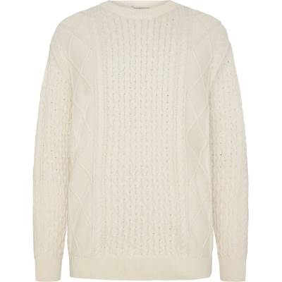 KnowledgeCotton Apparel Мъжки вълнен пуловер Knowledgecotton apparel Cotton Cable Crew Neck Wool jumper - Egret - размер XL (005-6705-0114)