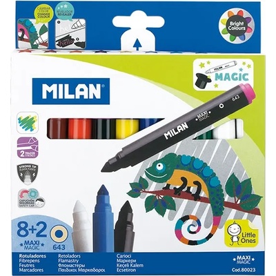 MILAN Флумастери Maxi Magic, 8 цвята и 2 магични (O1010180029)