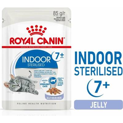 ROYAL CANIN INDOOR 7+ Sterilised v želé, pro bytové kočky od 7 let 48 × 85 g