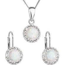 Evolution Group Třpytivá souprava šperků s krystaly Preciosa 39160.1 & white s.opal náušnice řetízek přívěsek