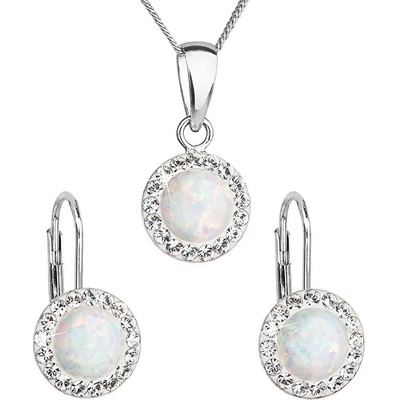 Evolution Group Třpytivá souprava šperků s krystaly Preciosa 39160.1 & white s.opal náušnice řetízek přívěsek