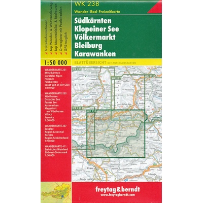 Turistická mapa F&B 238: Jauntal Klopeiner See