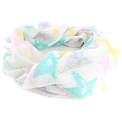 Детски памучен шал mess se0499, 50х160 см, Розови звезди
