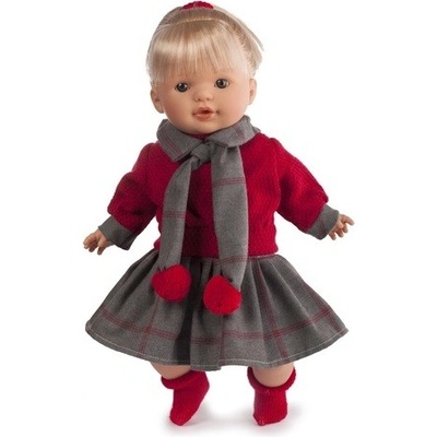 TYBER Anna blondýna v červeném plačící s dudlíkem vel. 38 cm