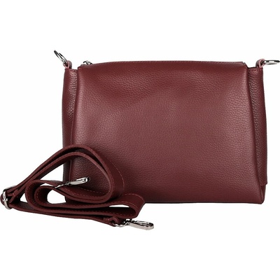 Vera Pelle Malá/střední tříoddílová kožená tmavěvínová crossbody kabelka no. 002