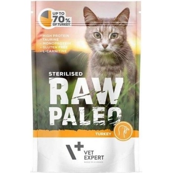 VetExpert Raw Paleo Cat Sterilised Adult Turkey - пауч за кастрирани котки, без зърно, с пуешко месо, 100 гр, Vet Expert - Полша
