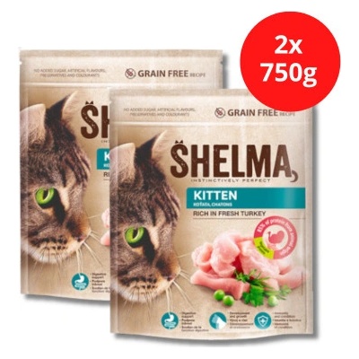 SHELMA Kitten s čerstvým morčacím mäsom 2 x 0,75 kg