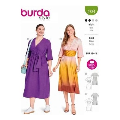 Střih Burda zelený 5724 - zavinovací šaty, midi šaty – Zboží Mobilmania