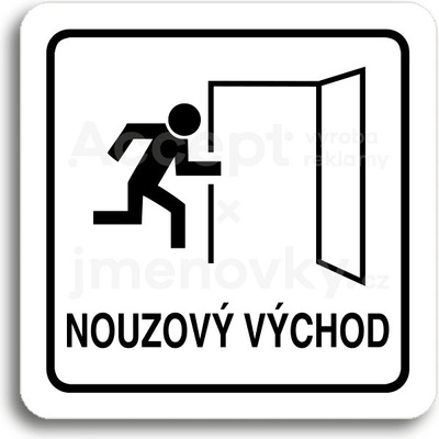 ACCEPT Piktogram nouzový východ II - bílá tabulka - černý tisk