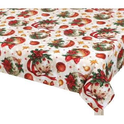 Bellatex Ubrus VÁNOCE Vánoční ozdoby Červená Zlatá 100x100 cm