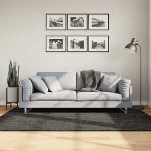 vidaXL Килим ISTAN с дълъг косъм, лъскава визия, антрацит, 140x200 см (375641)
