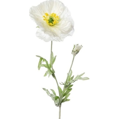 GASPER Umělá větvička máku 58 cm bílá